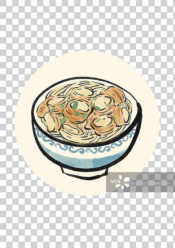 国潮风青海美食插画元素-羊肠面图片素材