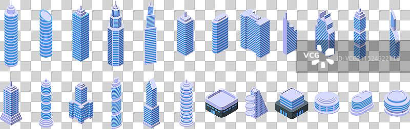 未来主义大都市建筑图标集图片素材