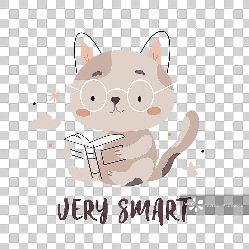 戴眼镜的猫咪在读书图片素材