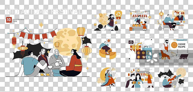 中秋节扁平风图片素材