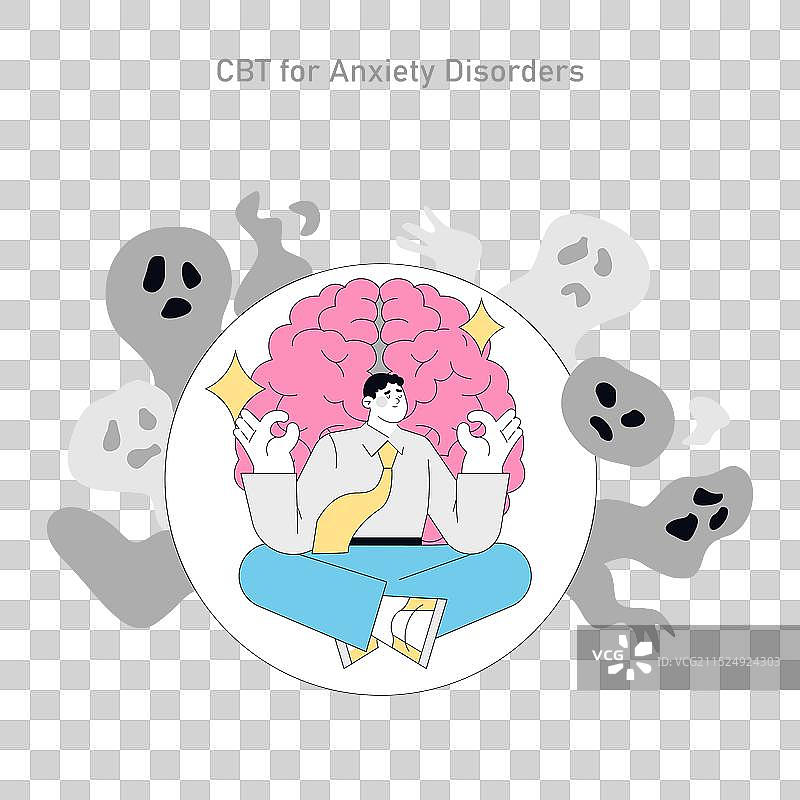 认知行为疗法扁平设计图片素材