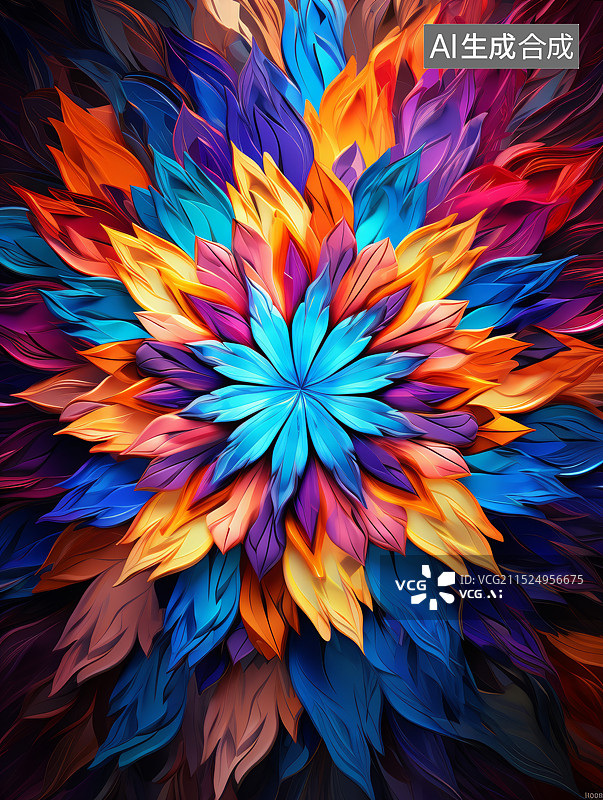 【AI数字艺术】彩色万花筒图案插画图片素材