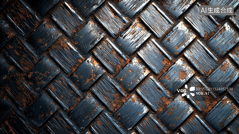 【AI数字艺术】老旧蓝色金属网格的纹理细节图片素材