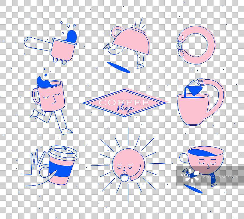 咖啡店卡通图标（浅色）图片素材