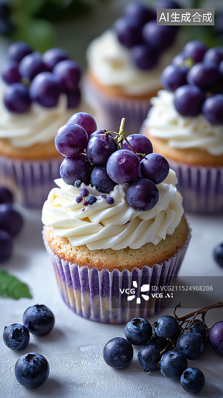 【AI数字艺术】蓝莓紫薯芝士蛋糕特写图片素材