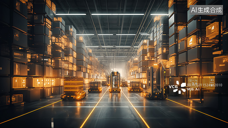 【AI数字艺术】科技自动化配送物流插图图片素材