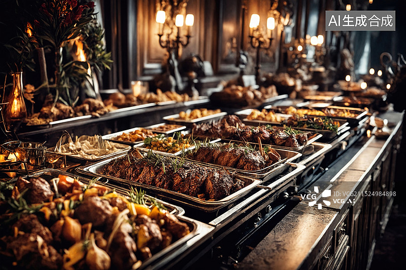 【AI数字艺术】豪华自助餐盛宴图片素材