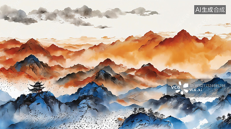 【AI数字艺术】中国画-冬日风景图片素材