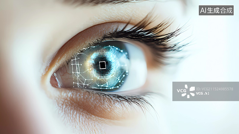 【AI数字艺术】生物视网膜扫描与未来眼睛图片素材