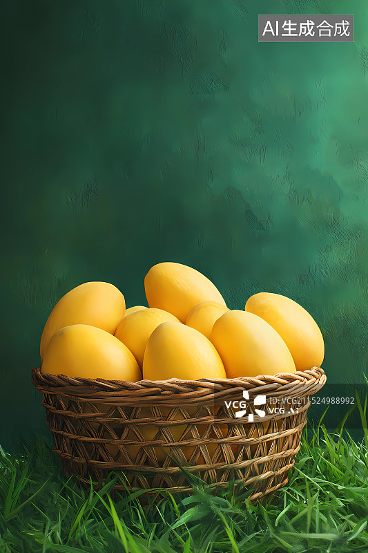 【AI数字艺术】竹篮里的芒果图片素材