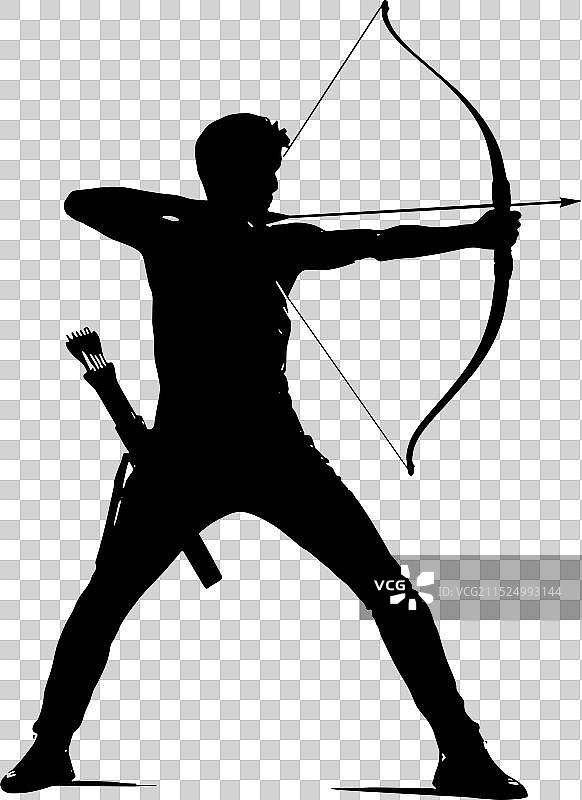 男性弓箭手轮廓图片素材