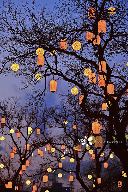 北京模式口大街春节气氛图片素材