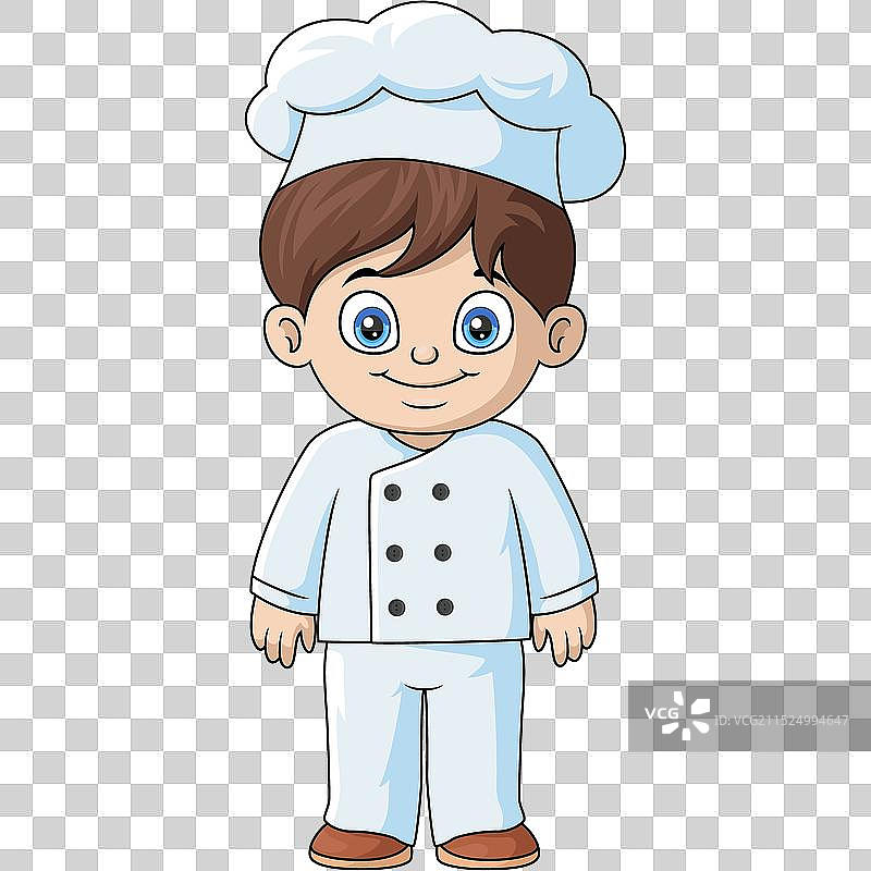 白色背景上的可爱卡通厨师男孩图片素材