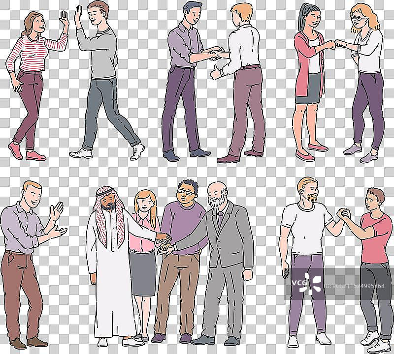 站立着打招呼和展示的人们图片素材