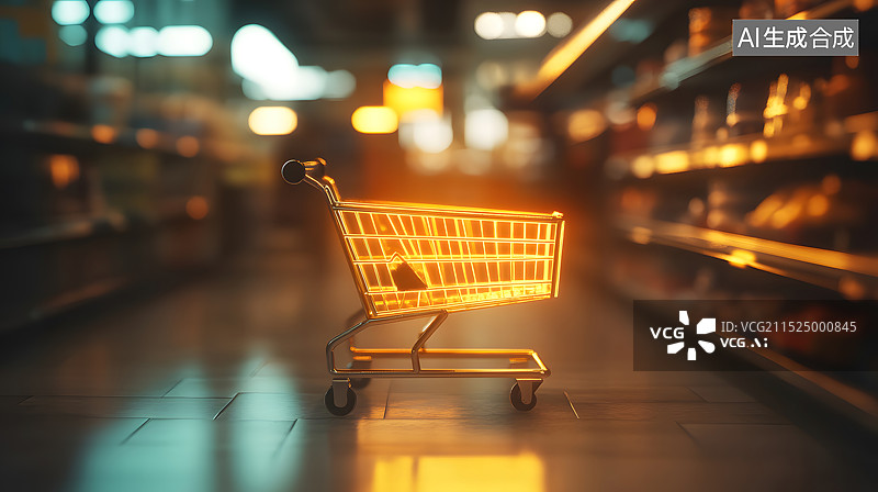 【AI数字艺术】发光的数字购物车-互联网消费金融概念商务背景图图片素材