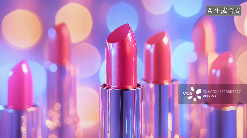 【AI数字艺术】彩色唇膏口红特写-美妆概念背景图图片素材