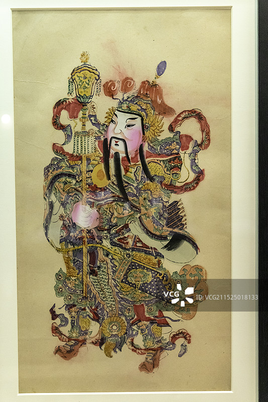 天津博物馆（天津文博院）“天津民间工艺展”：清 杨柳青年画 门神——贴门神是过春节的重要习俗之一图片素材