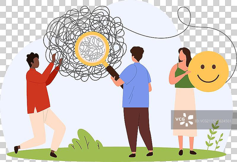 关注心理健康小人插画图片素材