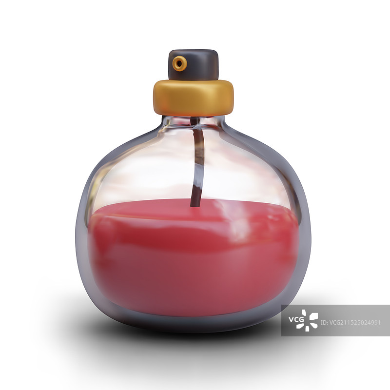 玻璃瓶喷雾器和红色液体香水图片素材