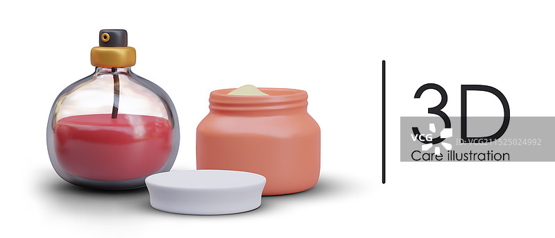 写实打开的乳霜罐玻璃瓶图片素材