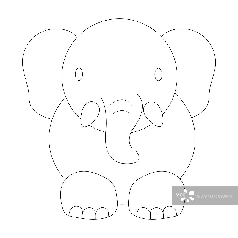 小象黑白填色页图片素材