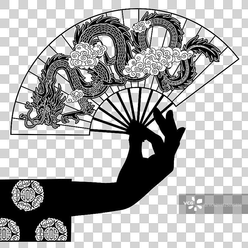 女性手持打开的书本的黑色轮廓图片素材