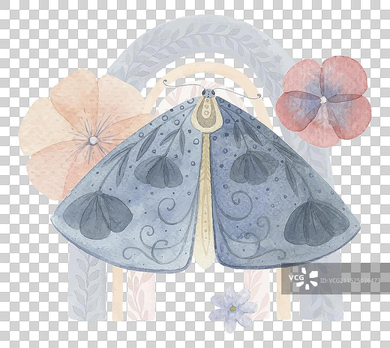 波西米亚风彩虹与蝴蝶花卉图案图片素材