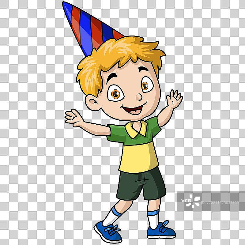 戴派对帽的可爱小男孩卡通形象图片素材