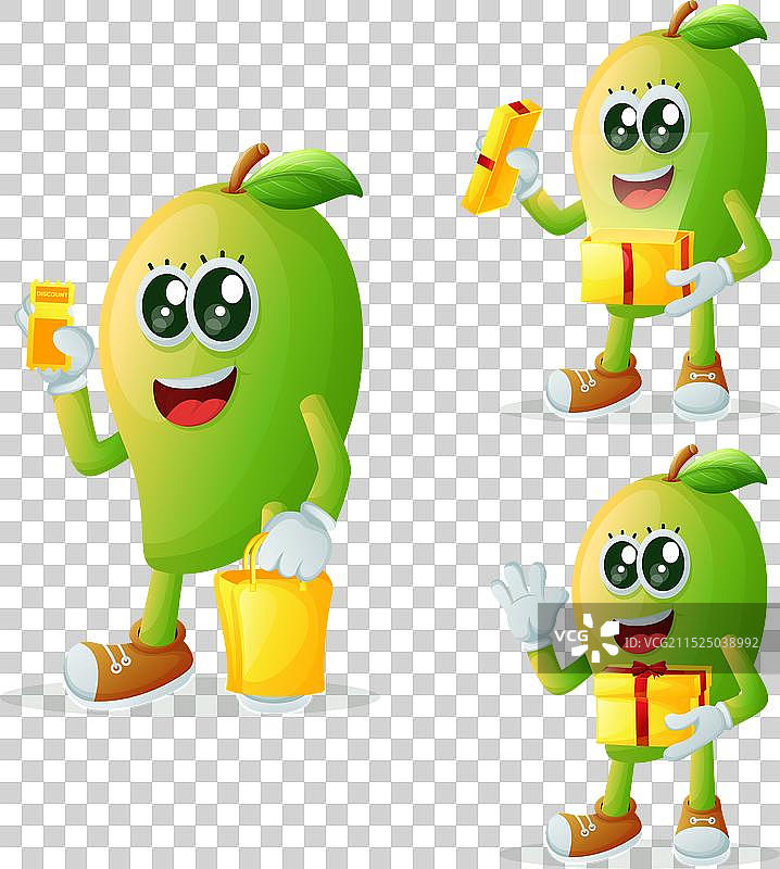 收到礼物的可爱芒果卡通形象图片素材