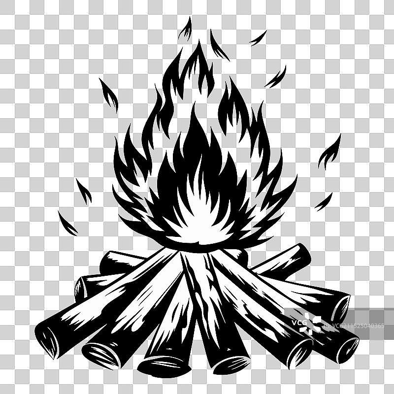 篝火营火白色背景图片素材