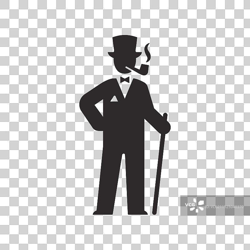 手持烟斗和拐杖的绅士风格图片图片素材