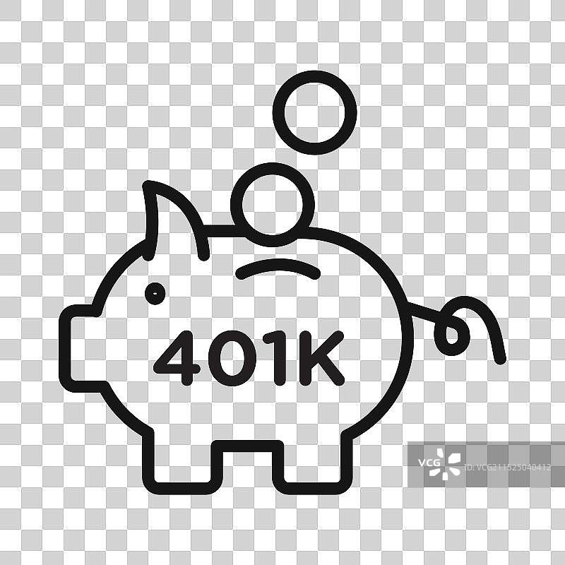 401k退休储蓄图标黑色线条艺术标志图片素材