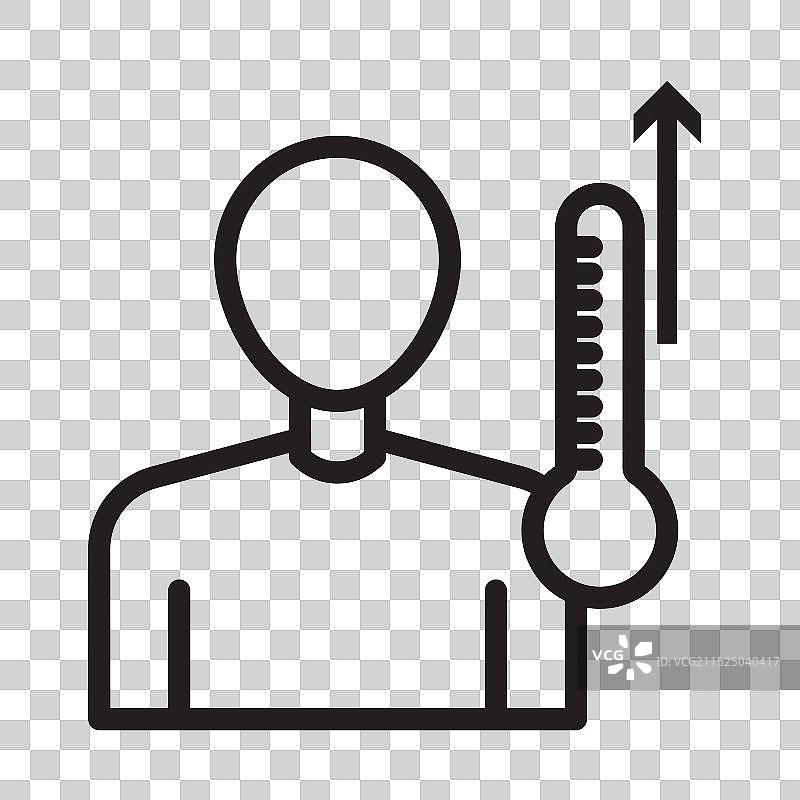 发烧高温图标黑色线条艺术标志图片素材