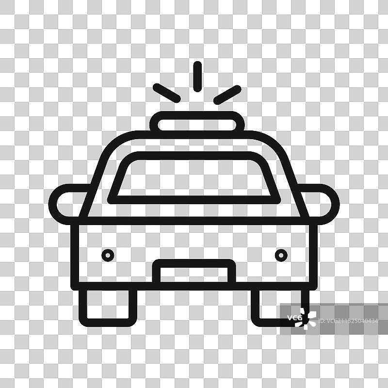 闪烁的警车图标黑色线条艺术标志图片素材