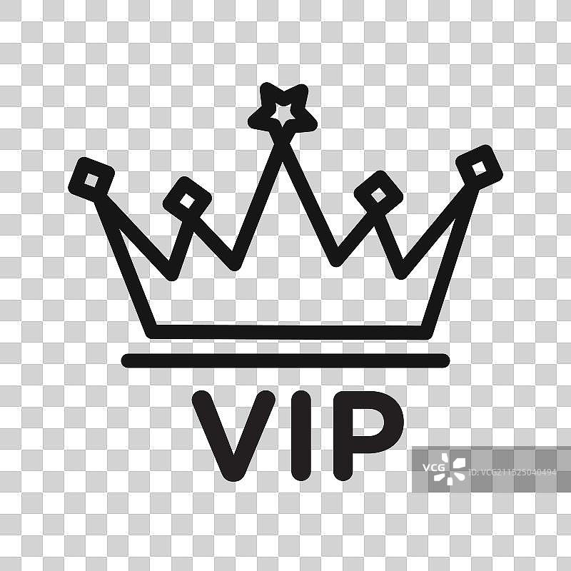 带有皇冠图标的VIP文字黑色线条艺术标志图片素材