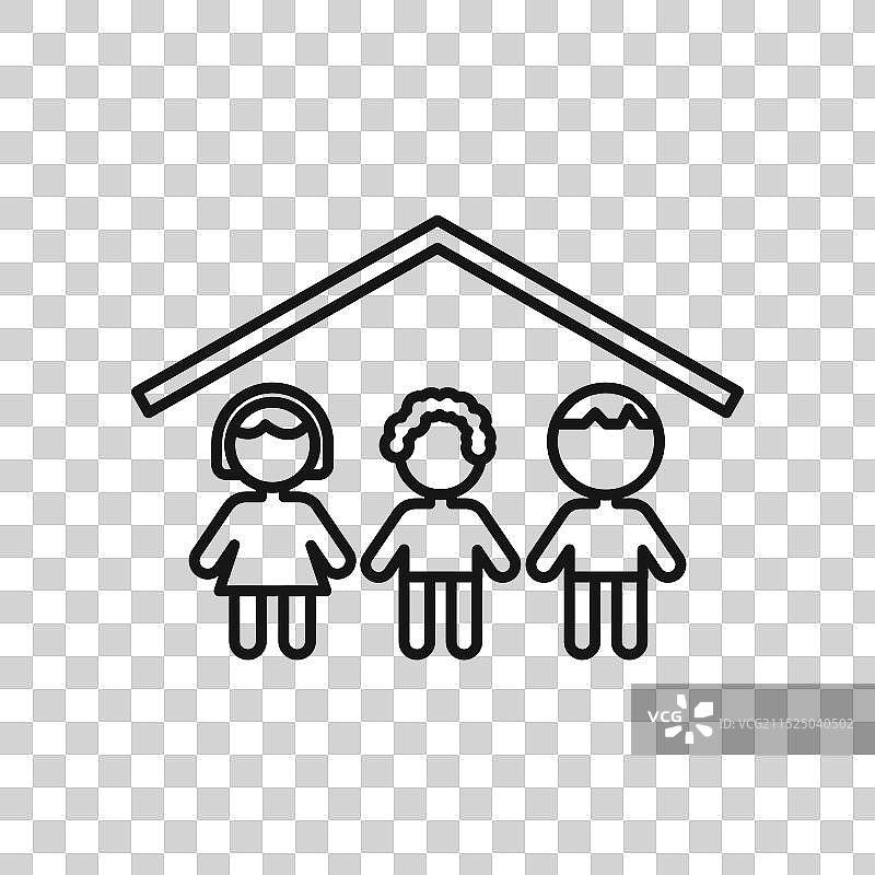 孤儿院房屋图标黑色线条艺术logo图片素材