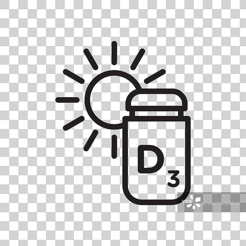 维生素D3图标黑色线条艺术标志图片素材