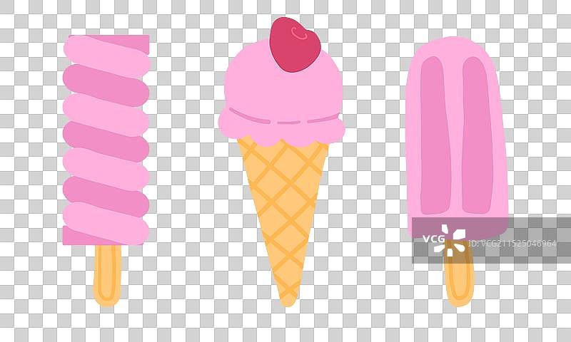 三个风格化的冰淇淋图片素材