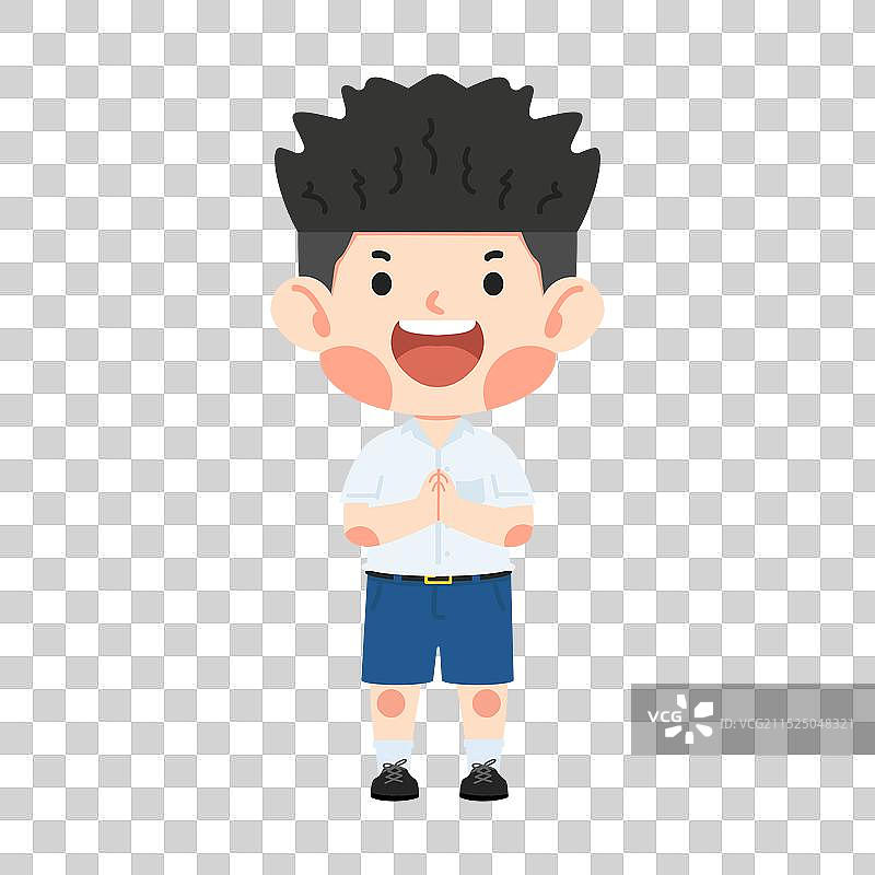 学生男孩萨瓦斯迪卡通问候图片素材