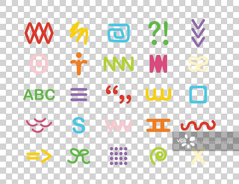 黑色背景上的鲜艳色彩随机形状标志图片素材