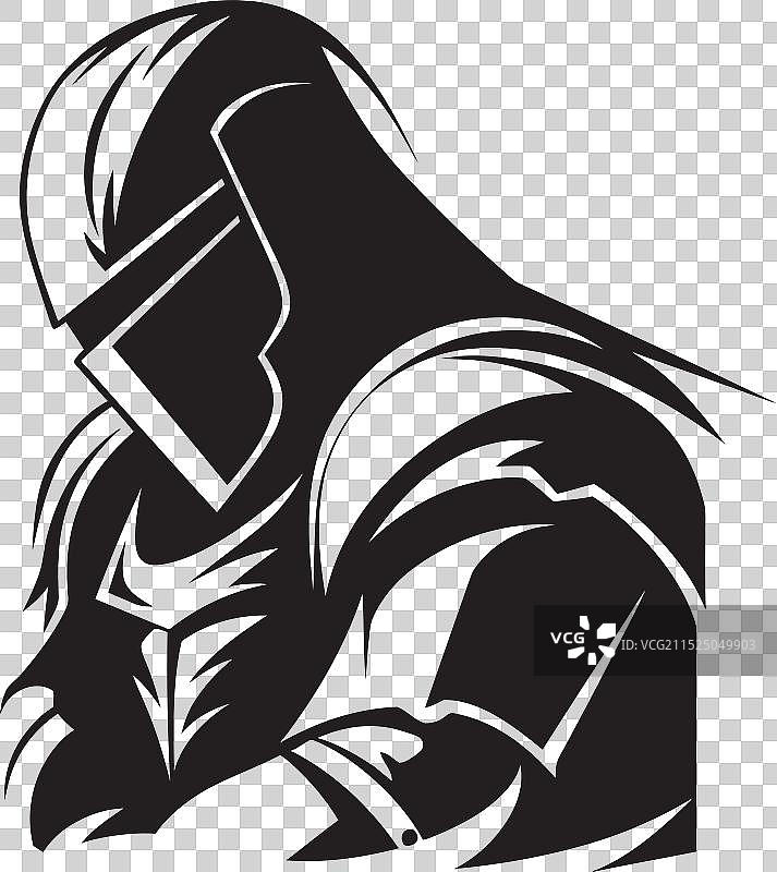 哀悼庄严的标志性悲伤骑士士兵徽标图片素材