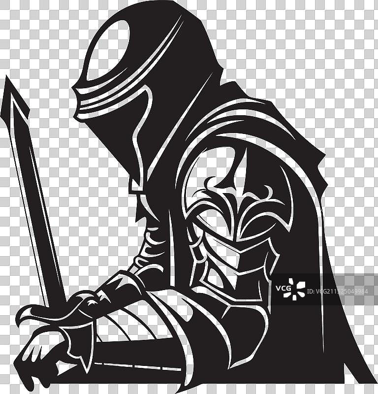 黑色电影风格的哀悼者、标志性的悲伤骑士士兵Logo设计图片素材