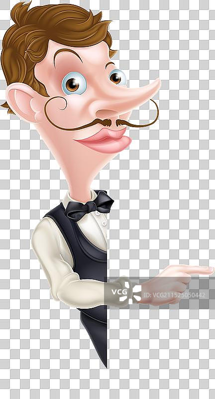 偷看的服务员图片素材