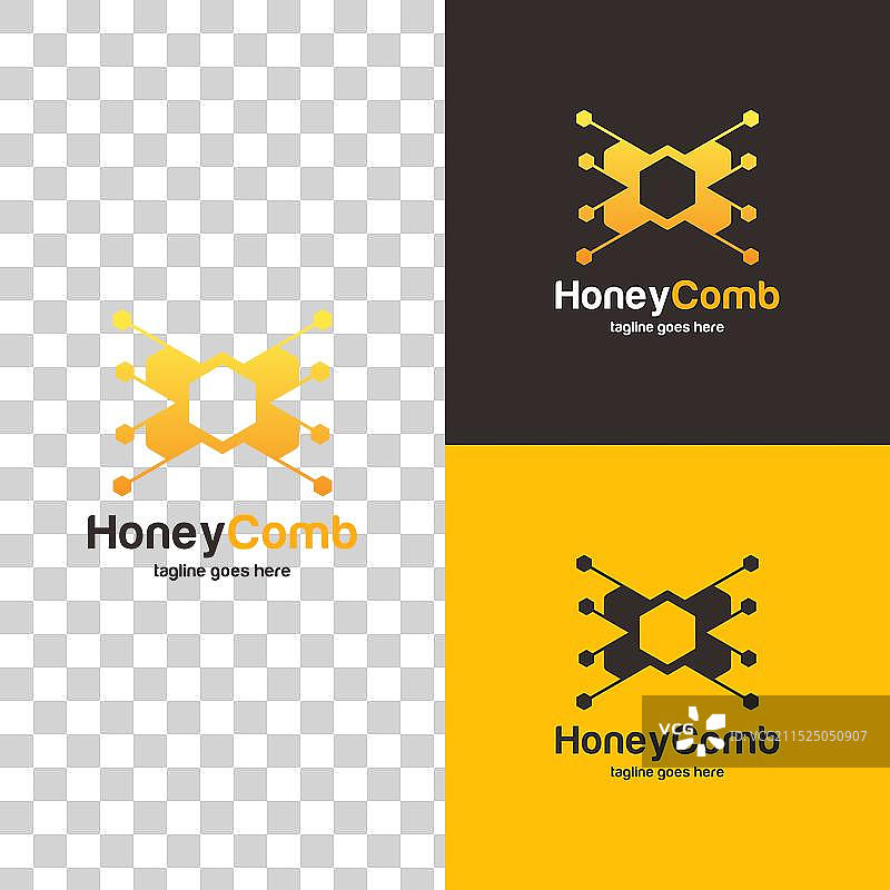 蜜蜂或科技蜂巢logo设计概念图片素材