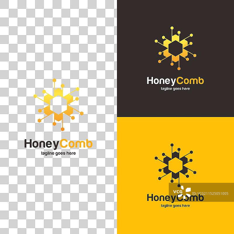 蜜蜂或科技蜂巢logo设计概念图片素材