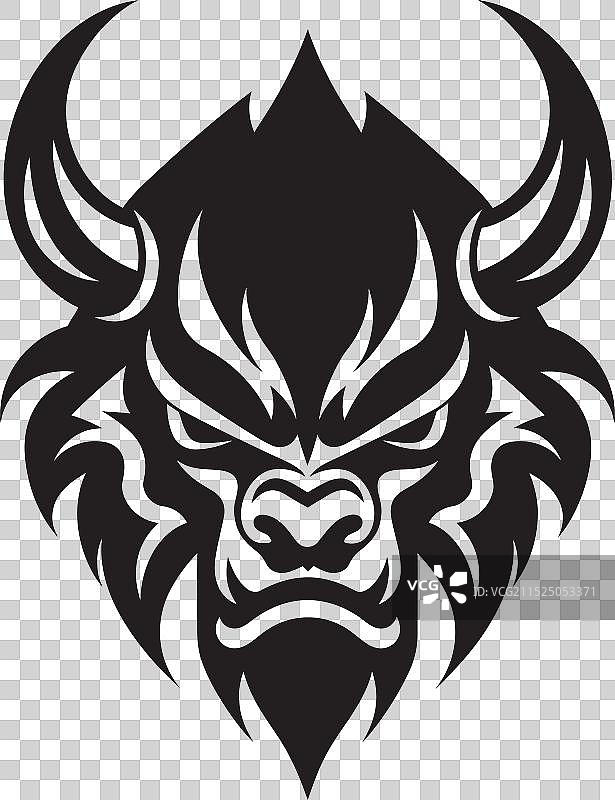 黑色现代风格的鬼面轮廓图片素材