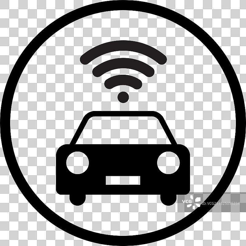 白色背景上带WIFI的汽车图标图片素材