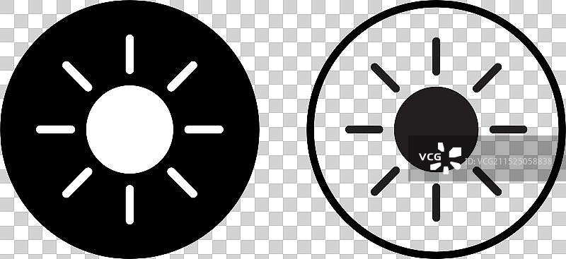 白色背景上的两种风格太阳图标图片素材