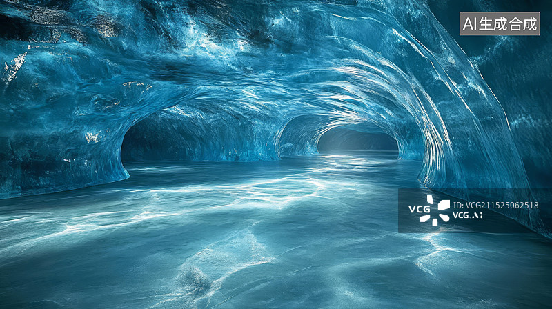 【AI数字艺术】神秘的冰洞蓝洞图片素材