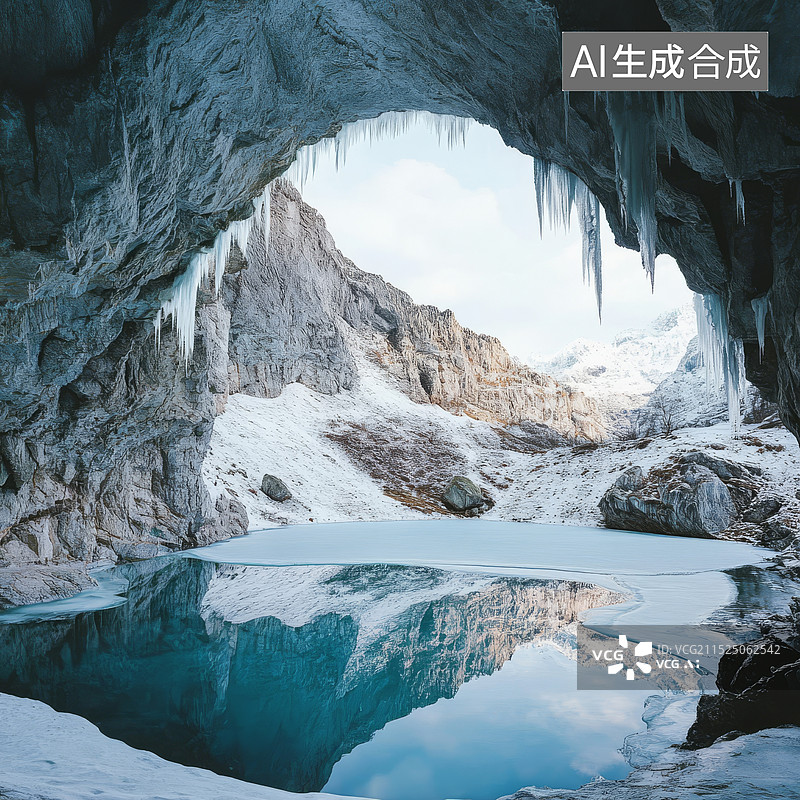 【AI数字艺术】神秘的冰洞蓝洞图片素材
